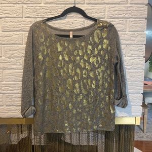 Grey and gold cheetah print sweater